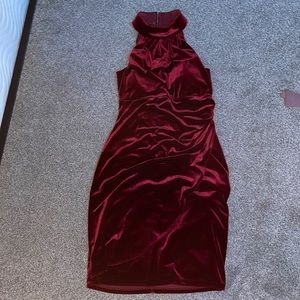 Velvet dress, slim fit, zipper back, turtle neck